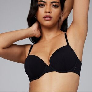 Savage X Fenty Cotton Essentials Padded Demi Bra‎ Black 40G NWT in packaging